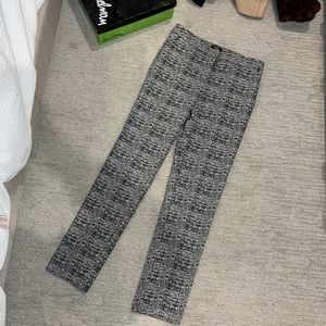 Black and white plaid slim leg trousers